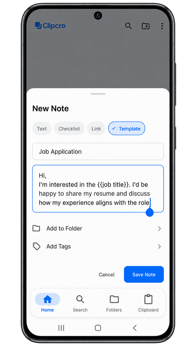 New Note UI